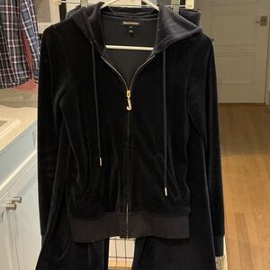 Juicy Couture Midnight Blue Velour Jacket and Pant jogger set. Size S
